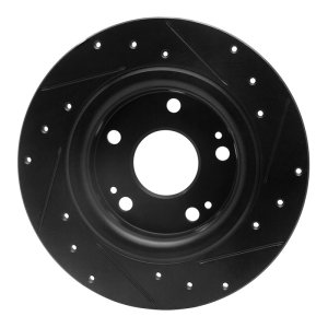 Honda Civic Brake Rotor (1) - Rear Left - R1 Concepts - Drilled & Slotted - Black - `17-`20